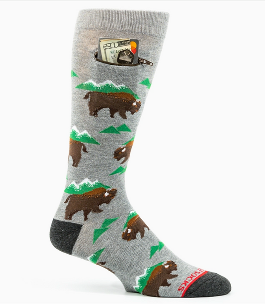 Pocket Socks®, Bison On Green