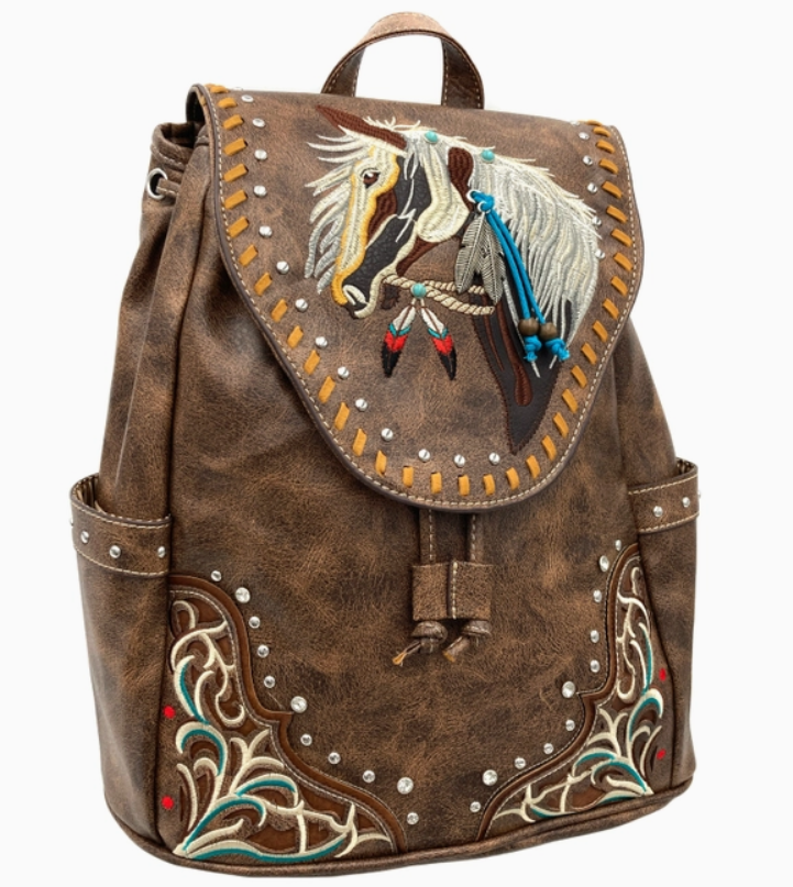 Women's Embroidered Horse Western Leather Backpack – Chasing Horses