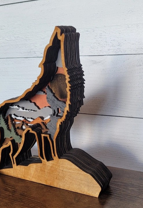 3D Wood Wolf