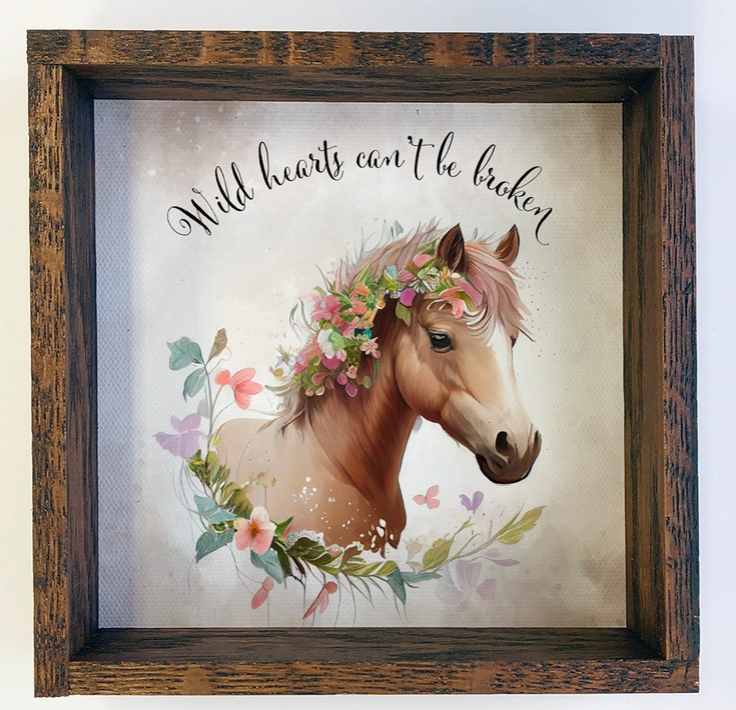 Wild Hearts Cant Be Broken Horse - Horse and Flowers Art