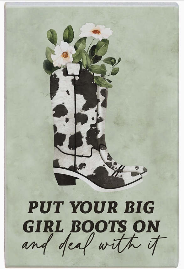 Big Girl Cow Print Boots - Small Talk Rectangle