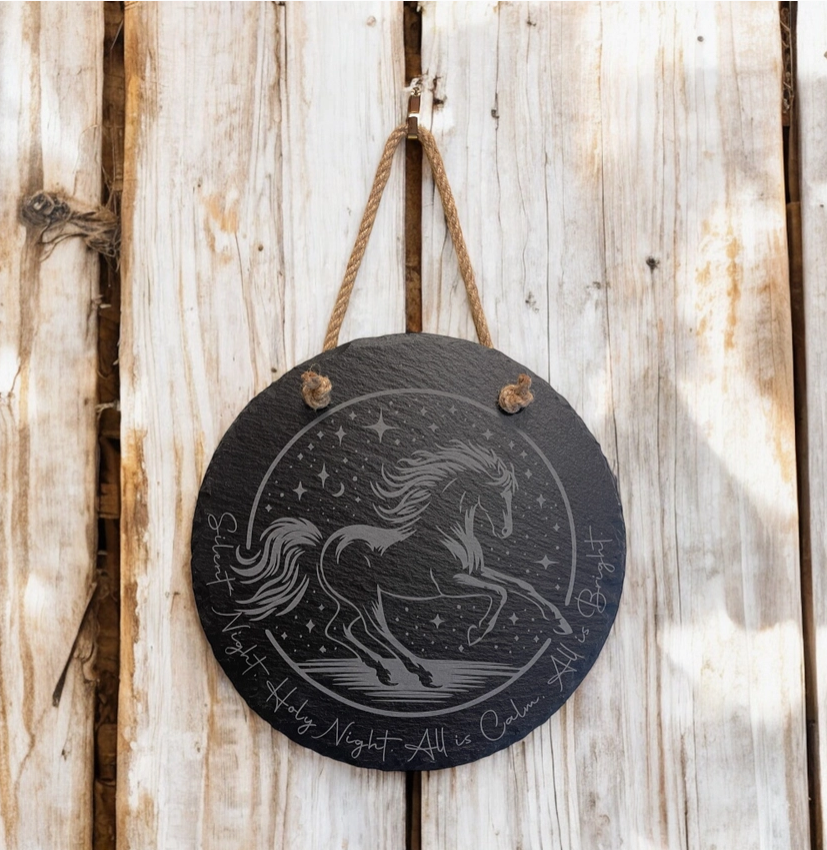 Slate Christmas Horse Wall Hanging, Silent Night