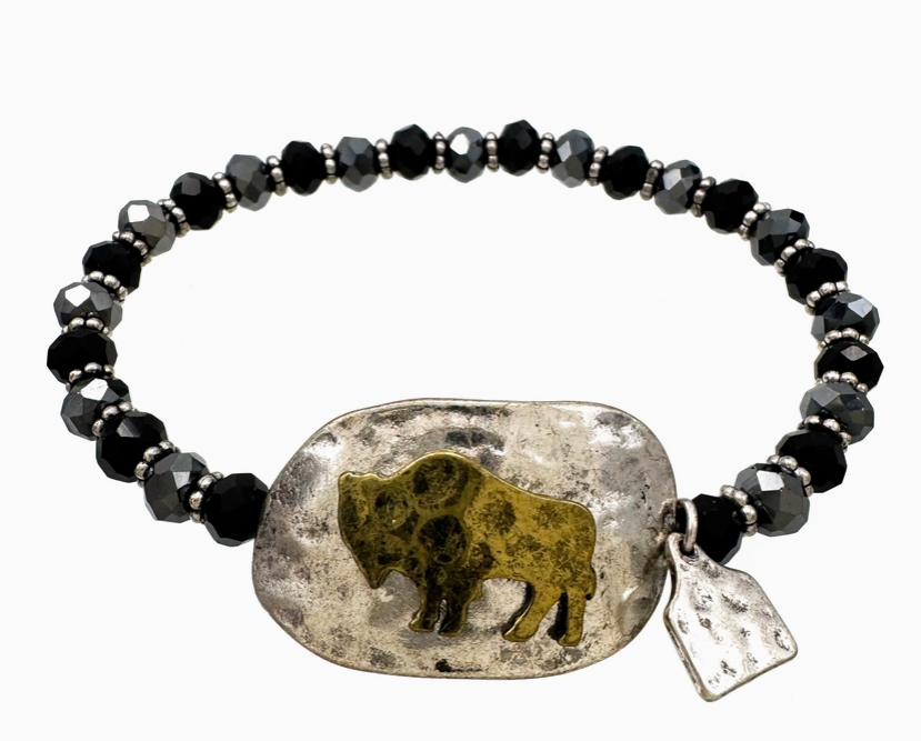 Buffalo Crystal Beaded Stretch Bracelet