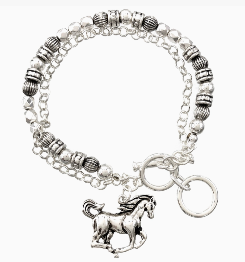 Horse Charm Chain Link Bracelet