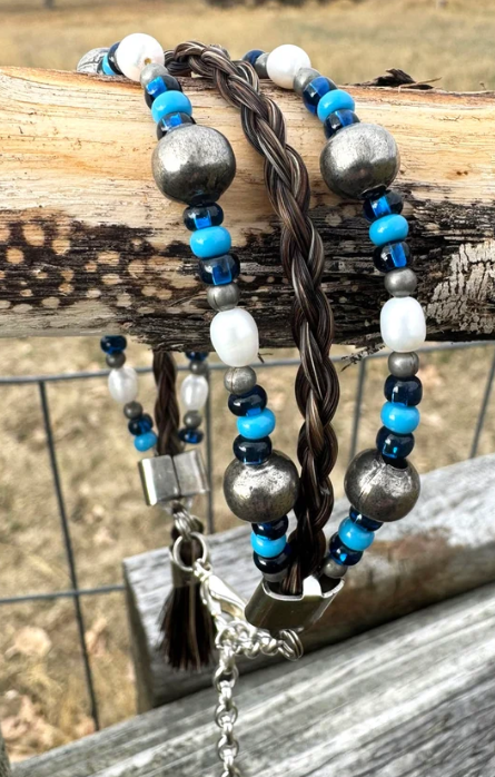 Navajo Pearls Horse Hair Bracelet - Blue Moon