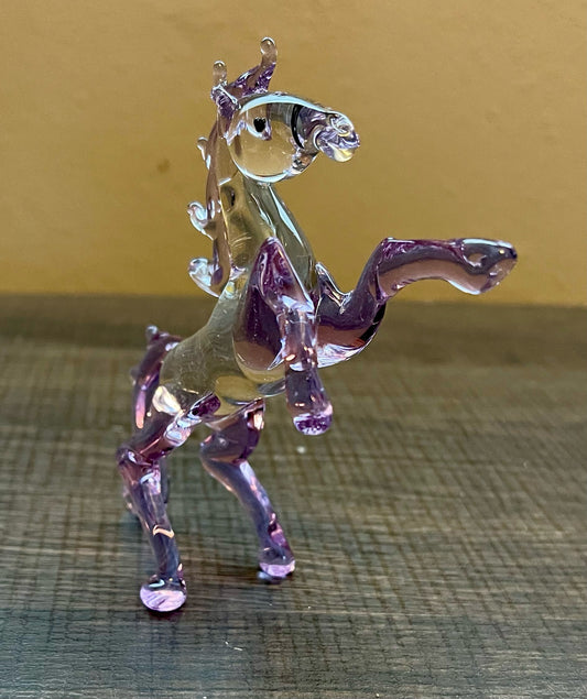 Hand Blown Glass Purple Horse