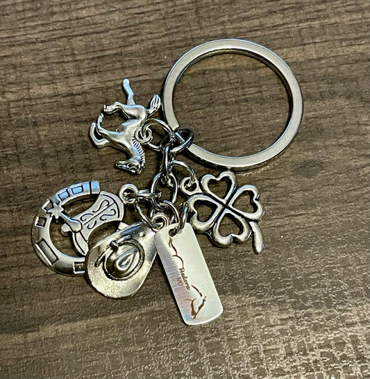 Chasing Horses metal key chain
