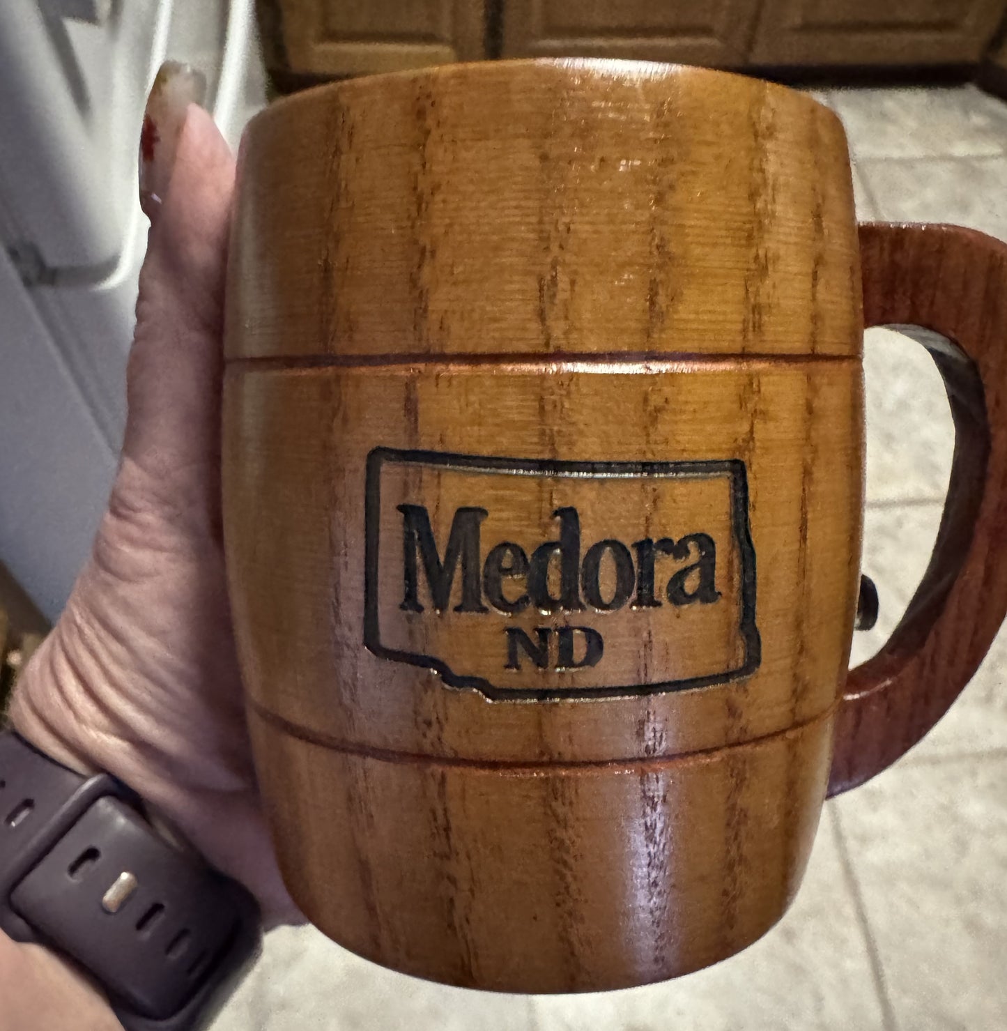 Hand Carved Wood Mug