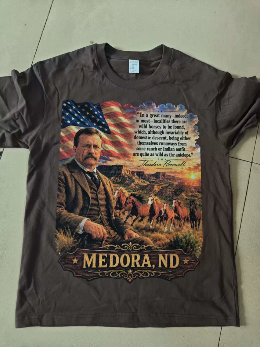 Theodore Roosevelt with Half Moon & Anzar adult t-shirt