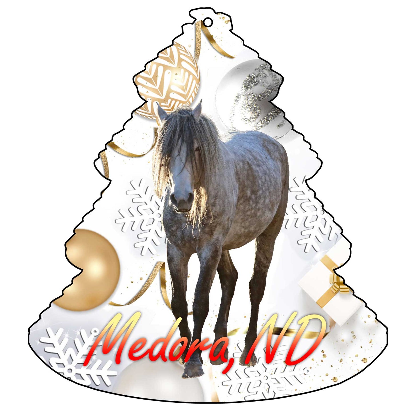 Chasing Horses 2021 Christmas card AND wooden ornament set
