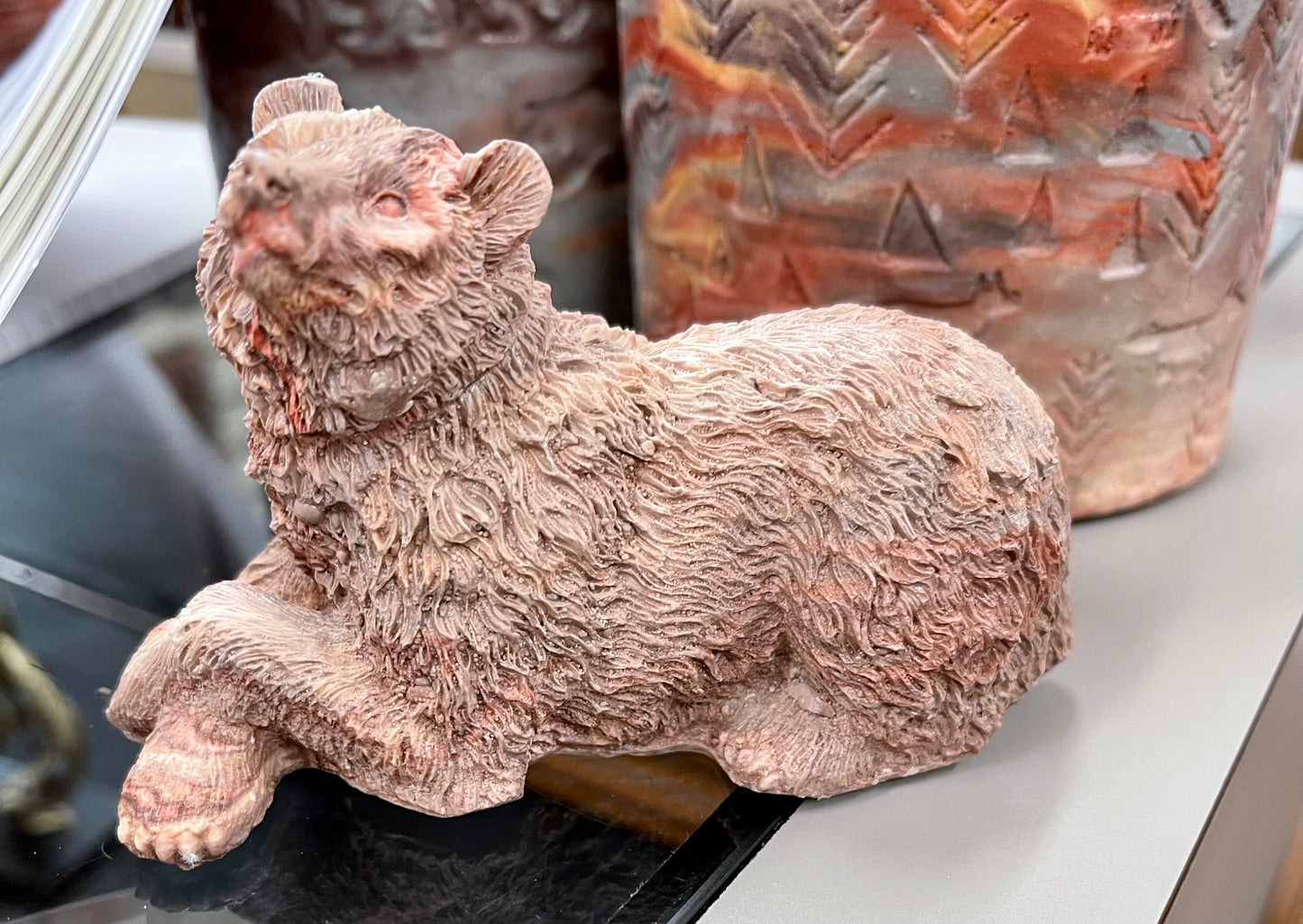 Small Laying Bear by Kicking Bird Pottery