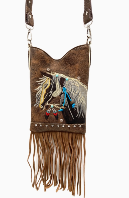 Women's Embroidered Horse Crossbody Western Messenger Pouch