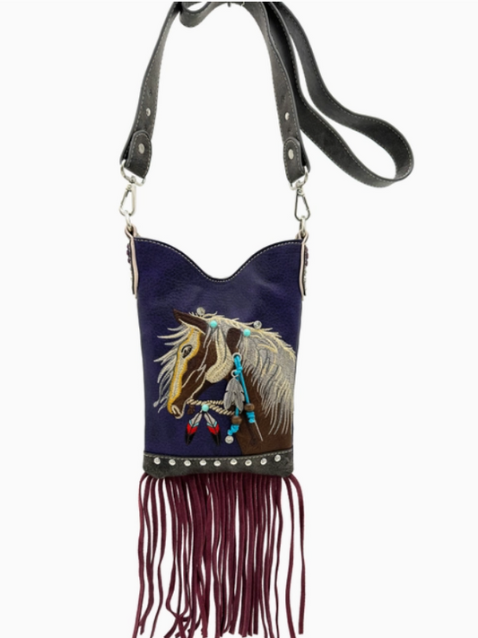 Women's Embroidered Horse Crossbody Western Messenger Pouch