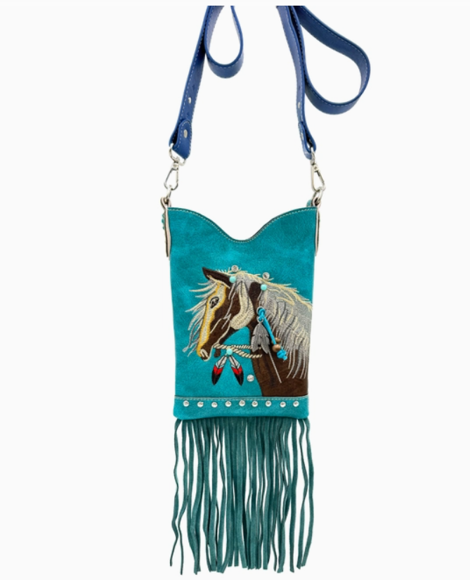 Women's Embroidered Horse Crossbody Western Messenger Pouch