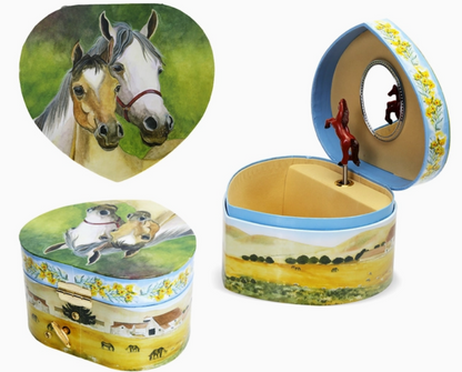 Love Of Horses Heart Musical Jewelry Box