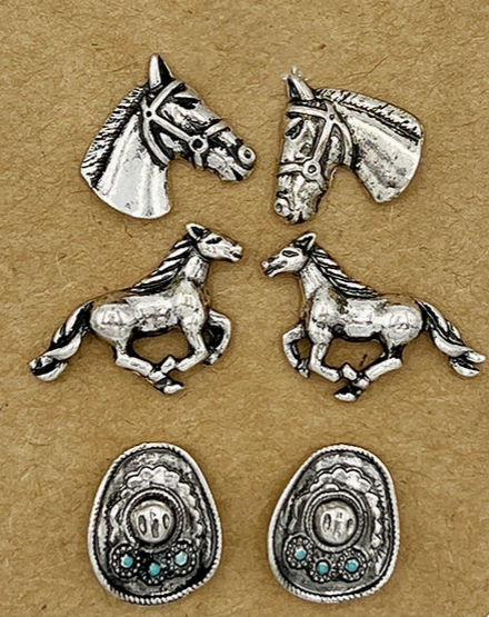 Western Horse Mix Earring Set