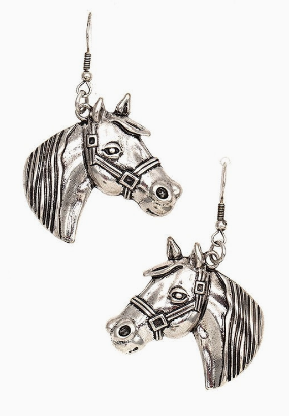 Etched Horse Dangle Earring