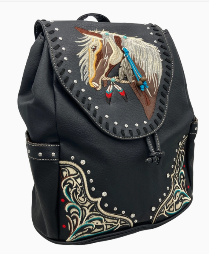 Women's Embroidered Horse Western Leather Backpack – Chasing Horses