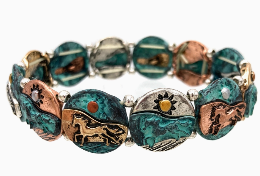 Southwestern Horse Aztec Navajo Stretch Bracelet