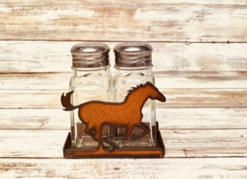 Horse Salt N Pepper Shaker Western Holder