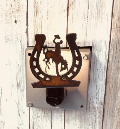 Horseshoe with Wyoming Bronc Rider Image Night Light