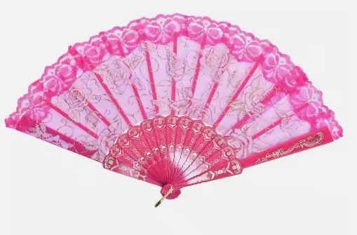 Spanish Lace Flower Fabric Silk Folding Hand Held Fans