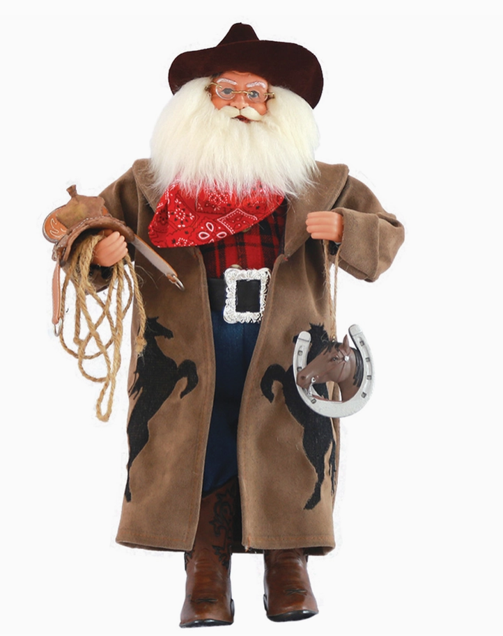 18" Cowboy Santa with Horseshoe