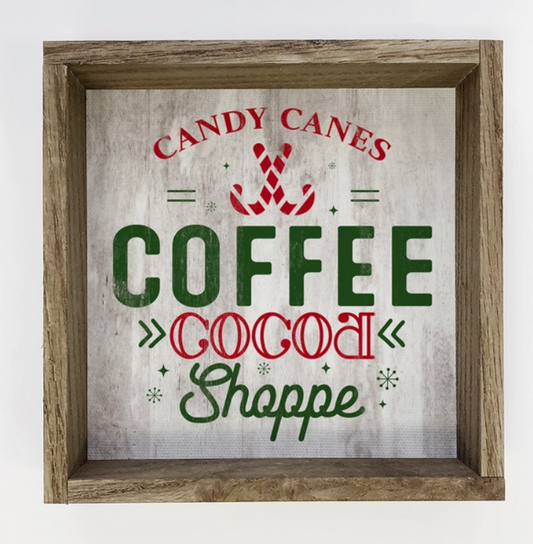 Candy Cane Coffee Cocoa Shoppe - Christmas Canvas Art