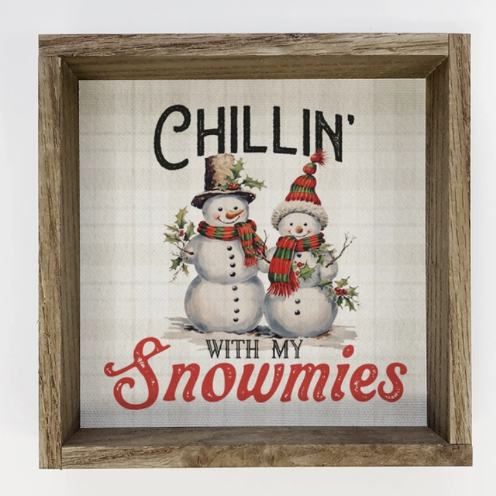 Chillin with My Snowmies - Vintage Winter Canvas Wall Art