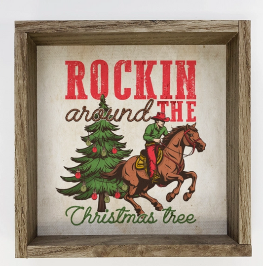 Western Rockin Around the Christmas Tree - Western Canvas