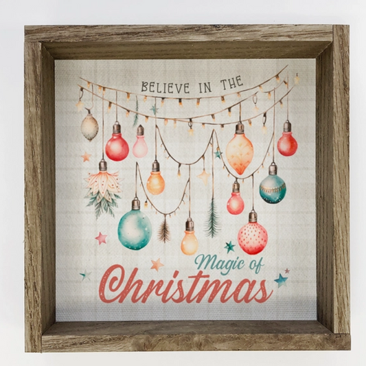 Vintage Believe in Magic Christmas Lights - Cute Holiday Art