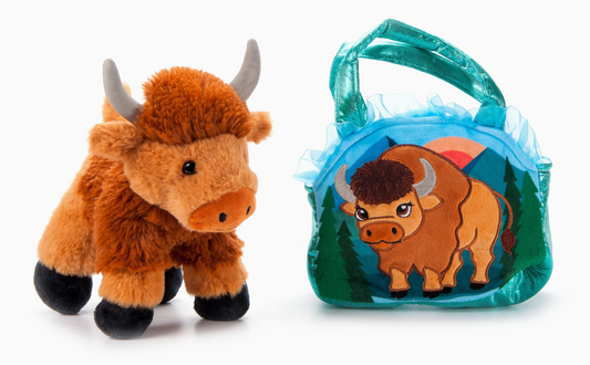 Plush Animal Set with Purse - Bison