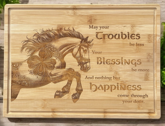 Jumping Horse and Celtic Blessing Cutting Board