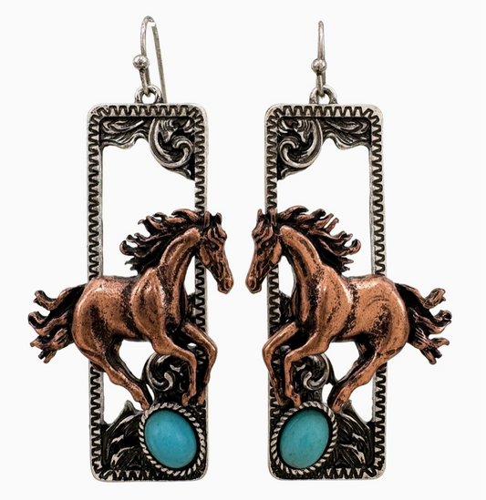 April Western Horse Earrings