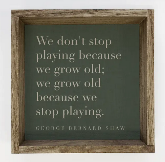 Quote We Don't Stop Playing - Farmhouse Word Art Canvas