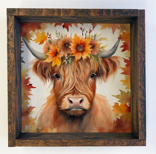 Fall Farm Highland Cow - Cute Animal Wall Art - Highland Cow