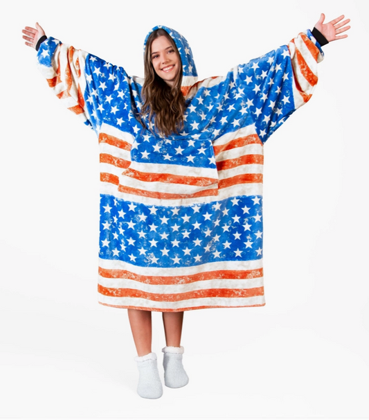 Stars and Stripes Hooded Blanket