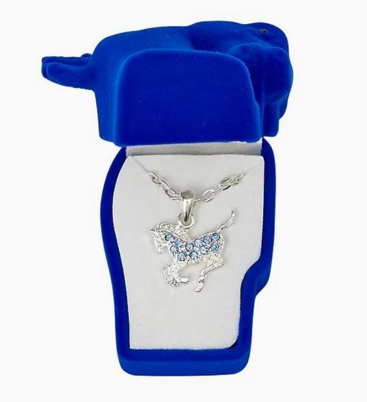 Aqua Precious Pony Necklace Horse Head Gift Box
