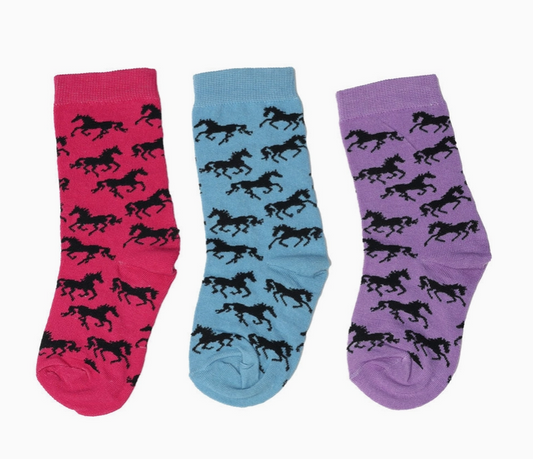 Youth "Lila" Galloping Horses Crew Socks