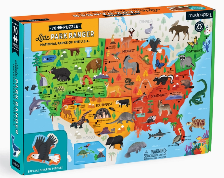 Little Park Ranger National Parks Map of the U.S.A. Puzzle – Chasing Horses