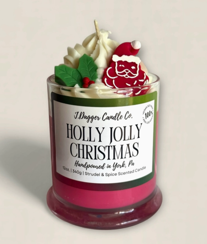 Santa/Christmas Holiday Dessert Soy Candle, 12oz