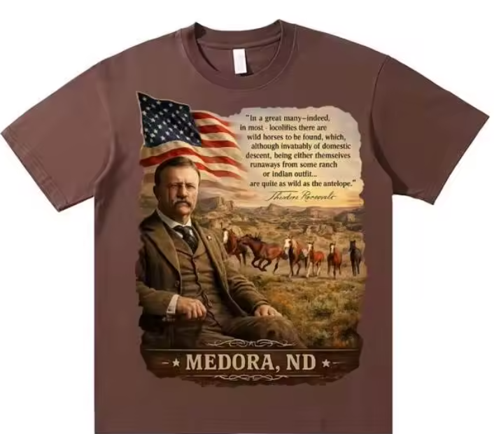 Theodore Roosevelt with Half Moon & Anzar adult t-shirt