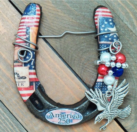 America 250 Patriotic Little Lucky Western Horseshoe