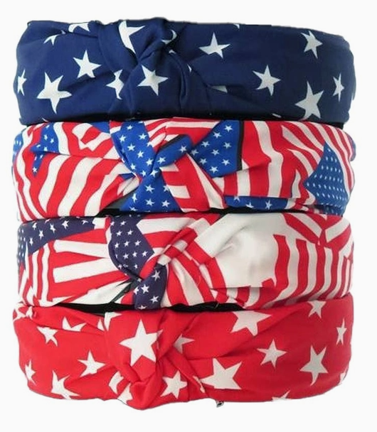 American Flag Twist Knotted Hard Shell Head Band
