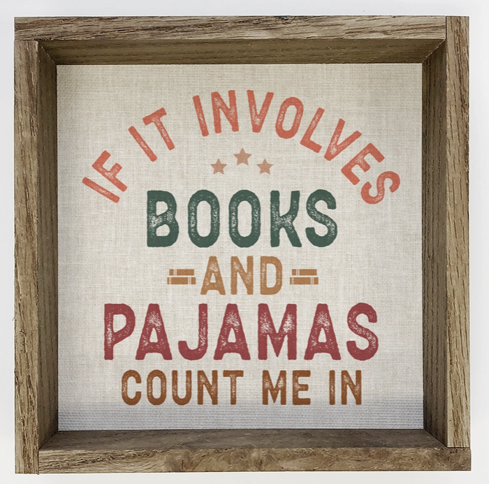 Books and Pajamas - Book Canvas Word Art - Wood Framed Art