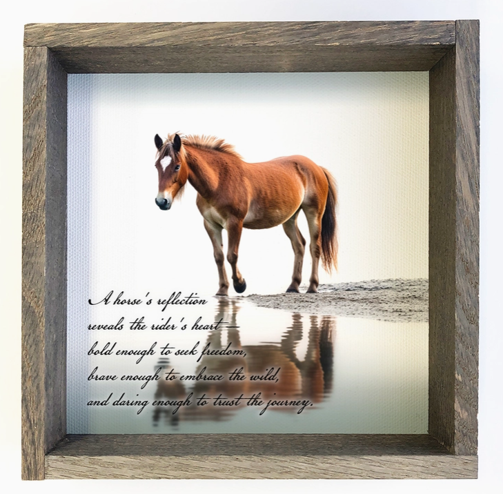 Horse Reflection - Horse Canvas Wall Art - Wood Framed Decor