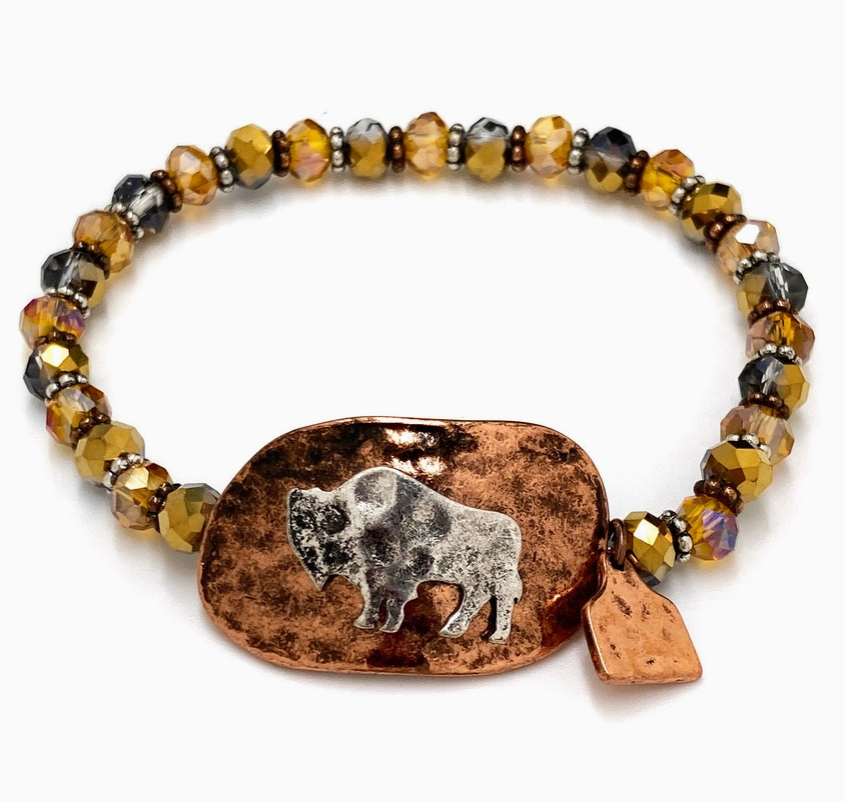 Buffalo Crystal Beaded Stretch Bracelet