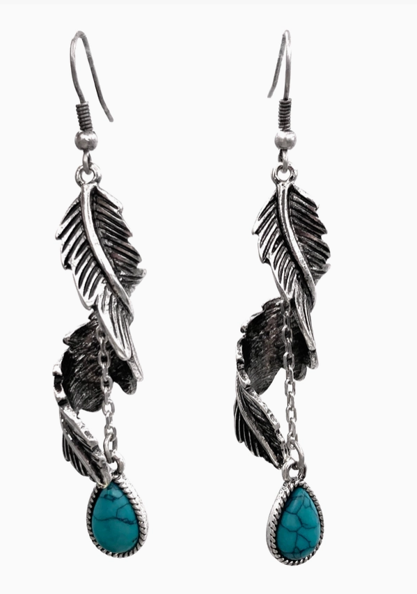 Twisted Feather Teardrop Earrings