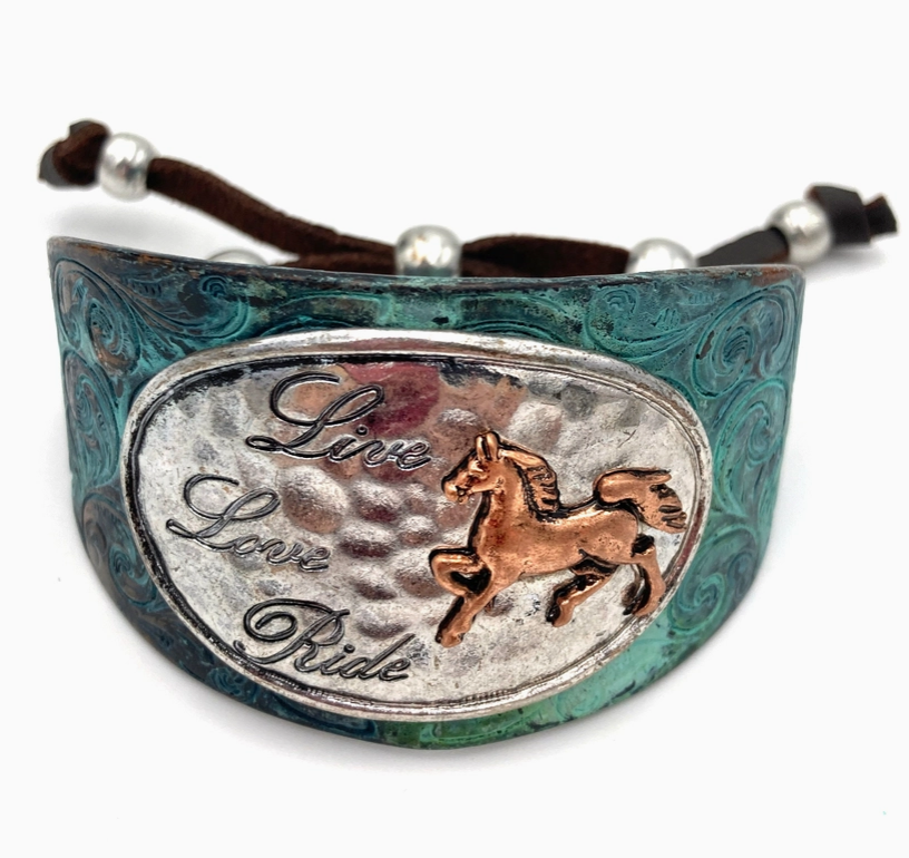 Live Love Ride Horse Western Bracelet Cuff