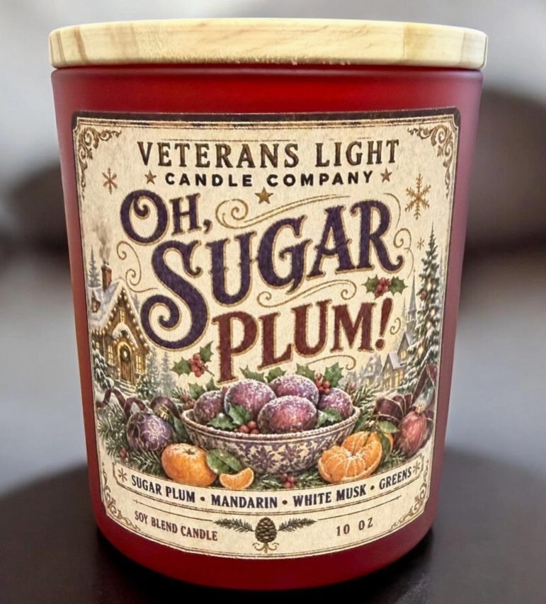 Oh, Sugar Plum! – Sugar Plum, Mandarin, White Musk & Greens 10 0z candle